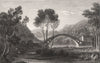 Pontypridd, Glamorganshire, Wales, by Henry Gastineau 1835 old antique print