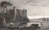 Llaugharne Castle, Carmarthenshire, Wales, by Henry Gastineau 1835 old print