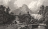 Craig-y-Ddinas, Breconshire, Wales, by Henry Gastineau 1835 old antique print
