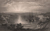 Milford Haven, Pembrokeshire, Wales, by Henry Gastineau 1835 old antique print