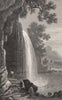 Upper fall of the Hepste, Brecknockshire, Wales, by Henry Gastineau 1835 print