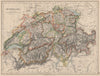 SWITZERLAND. Shows cantons & railways. Alps. Italian lakes. JOHNSTON 1895 map