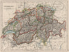 SWITZERLAND. Shows cantons & railways. Alps. Italian lakes. JOHNSTON 1900 map