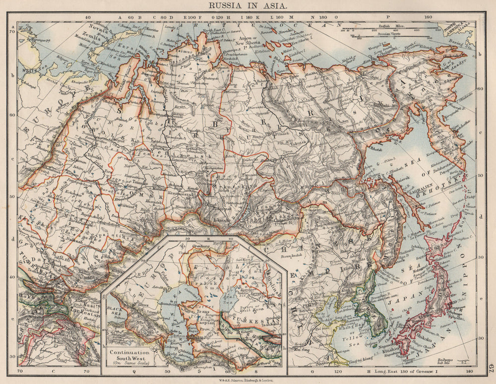RUSSIA IN ASIA. Shows Trans-Siberian railway under construction  1900 old map