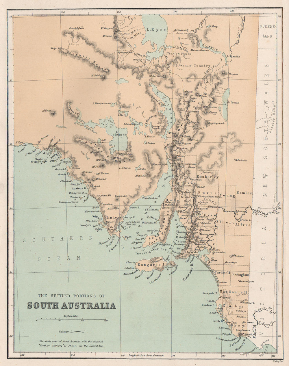 "The settled portions of South Australia ". Adelaide environs. BOOTH c1874 map