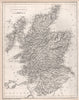 Scotland showing railways & counties by F.P. BECKER c1840 old antique map