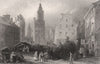 The Market Place, Dumfries. Scotland. BARTLETT c1840 old antique print picture