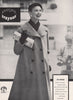 Crayson. Acclaim black Persian lamb cravat/Wool velour coat. Fashion advert 1955