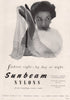 Sunbeam Nylons. Fashion right - by day or night. Advert. BRITISH VOGUE 1955