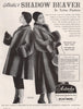 Astraka's Shadow Beaver In Nylon Furleen. Fashion advert. BRITISH VOGUE 1955