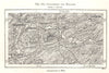 Galashiels and Melrose. Selkirk. Scotland. Sketch map 1885 old antique