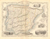 SPAIN & PORTUGAL. Madrid Lisbon Gibraltar views. Iberia RAPKIN/TALLIS c1855 map