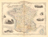 FRANCE. Provinces. Without Comté de Nice & Savoy/Savoie. RAPKIN/TALLIS c1855 map