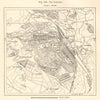 Le Creusot plan. Factories. Saône-et-Loire. Sketch map 1885 old antique