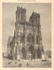 The Cathedral of Reims. Marne 1885 old antique vintage print picture