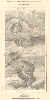 The Cluse of Undervelier. Switzerland. Sketch map 1885 old antique chart