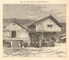 Store-Houses in the Hitterdal. Heddal. Norway. Buildings 1885 old print