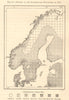 Scandinavian Population density in 1872. Norway Sweden Denmark. Sketch map 1885