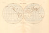 Map of the World. Twin Hemispheres 1886 old antique vintage plan chart