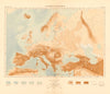 Hypsometry of Europe 1886 old antique vintage map plan chart