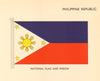 PHILIPPINES FLAGS. Philippine Republic. National Flag and Ensign 1955 print