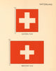 SWITZERLAND FLAGS. National Flag, Merchant Flag 1955 old vintage print picture