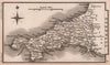 Cornwall miniature county map by Samuel Leigh / Sidney Hall c1820 old