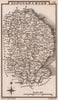 Lincolnshire miniature county map by Samuel Leigh / Sidney Hall c1820 old