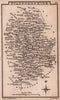 Staffordshire miniature county map by Samuel Leigh / Sidney Hall c1820 old