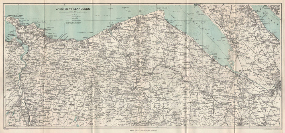 NORTH WALES COAST. Chester-Llandudno. Denbigh Rhyl Deeside. WARD LOCK 1961 map