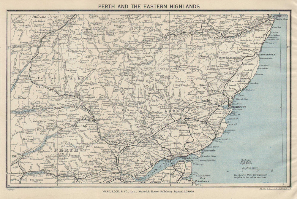 PERTH & EASTERN HIGHLANDS. Dundee Aberdeen. Forfar. Forest of Atholl 1940 map