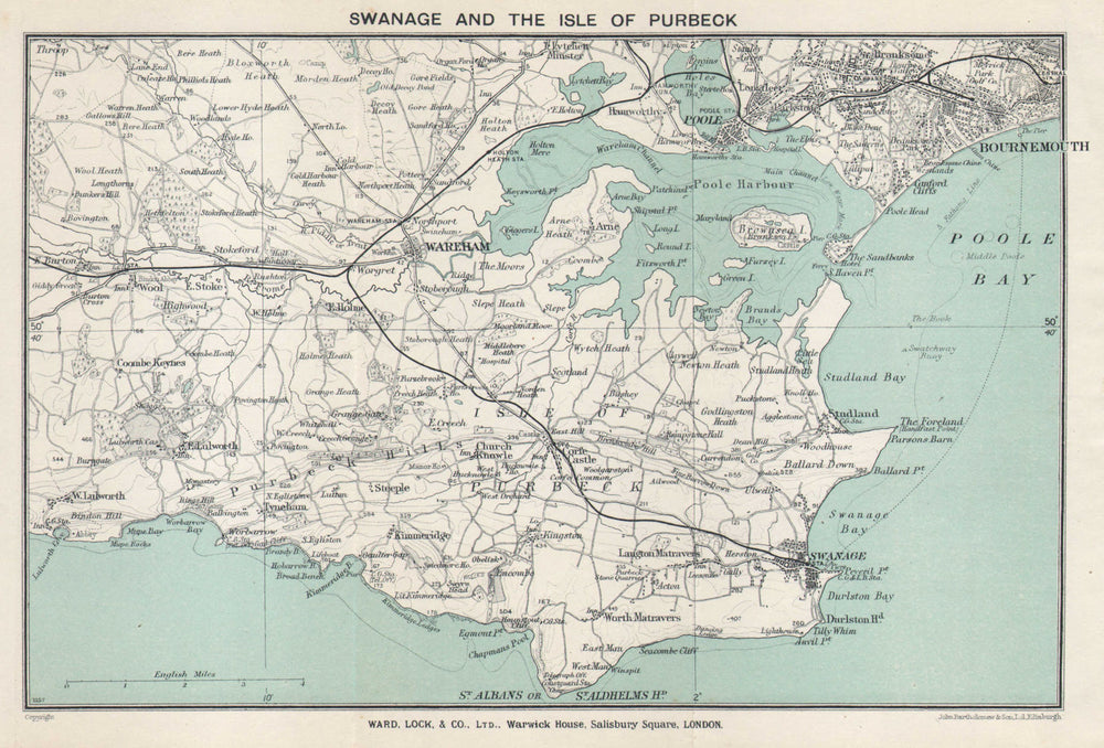 ISLE OF PURBECK. Swanage Wareham Bournemouth Poole. Dorset. WARD LOCK 1931 map