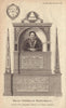 Alexander Nowell monument, Dean of St. Paul's Cathedral, London 1811 old print