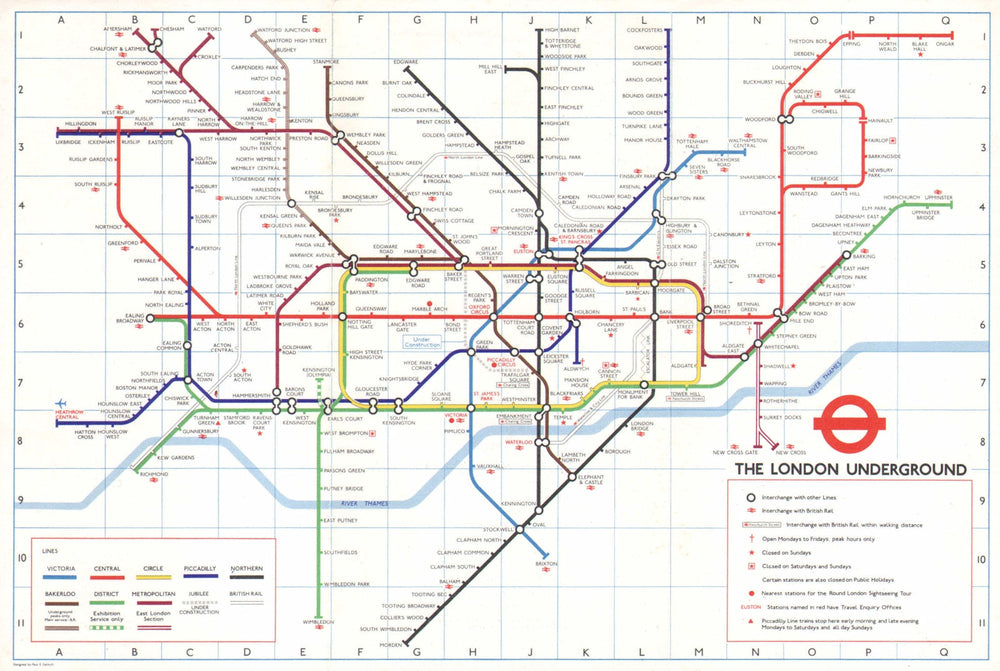 LONDON UNDERGROUND tube map. Jubilee line under construction. GARBUTT #2 1978
