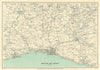 BRIGHTON & environs. Worthing Lewes Hove Shoreham. Sussex. South Downs 1922 map