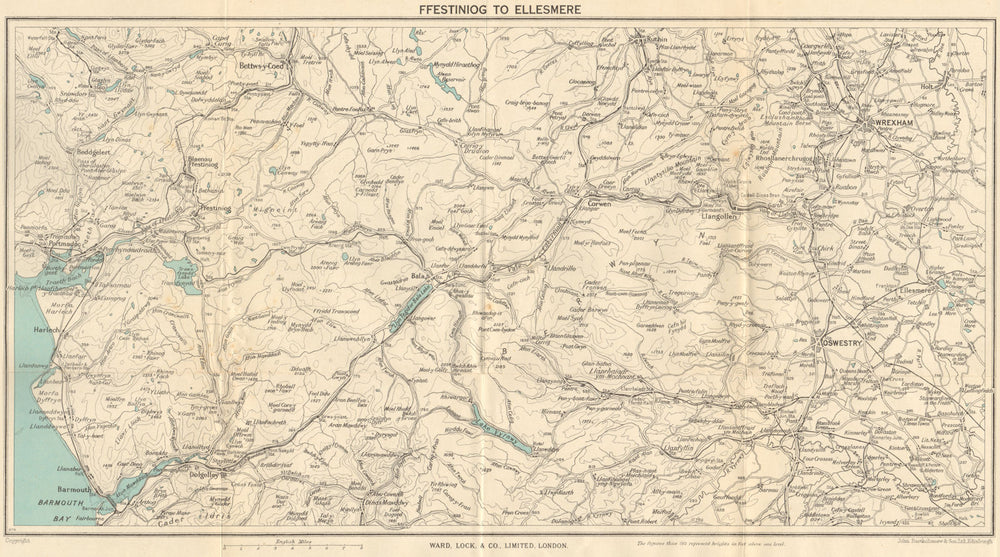CARDIGAN BAY vintage tourist map. Aberystwyth Aberaeron Wales WARD LOCK 1925