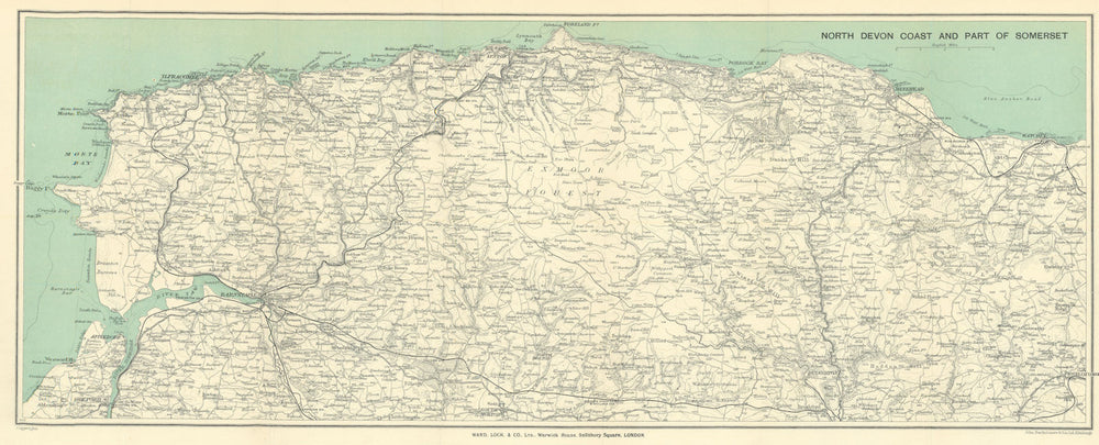 EXMOOR & NORTH/SOMERSET COAST. Bideford Barnstaple Ilfracombe Minehead 1926 map
