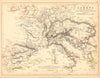EUROPE in 1812 at the height of Napoleon's Power. France borders 1848 old map