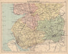 LANCASHIRE SOUTH. Antique county map. Railways roads constituencies. PHILIP 1885
