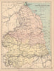 NORTHUMBERLAND. Antique county map. Railways roads. Constituencies. PHILIP 1885