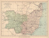SUFFOLK. Antique county map. Railways roads canals. Constituencies. PHILIP 1885