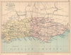 SUSSEX. Antique county map. Railways roads canals. Constituencies. PHILIP 1885