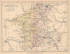 WORCESTERSHIRE. County map. Railways roads canals. Constituencies. PHILIP 1885