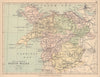 NORTH WALES. Antique map. Counties Railways roads canals. PHILIP 1885 old