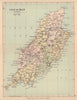 ISLE OF MAN. Antique map showing sheadings. Railways roads. PHILIP 1885