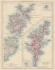 SCOTLAND. Orkney & Shetland Islands Caithness Pentland Firth. JOHNSTON 1901 map