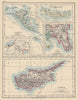 GREECE & CYPRUS. Corfu Crete Candia Athens Corinth Canal. JOHNSTON 1901 map
