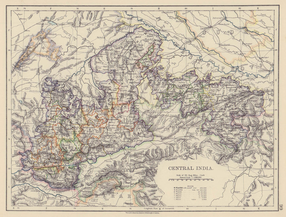 BRITISH INDIA Central. Bhopal Malwa Indore Manipur Gwalior &c. Railways 1901 map