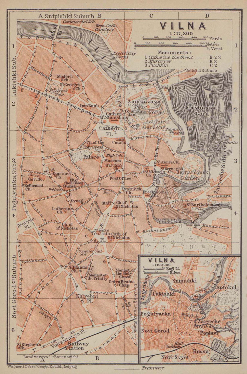 Vilnius town/city plan miestas miesto zemelapis planas. Wilna Lithuania 1914 map