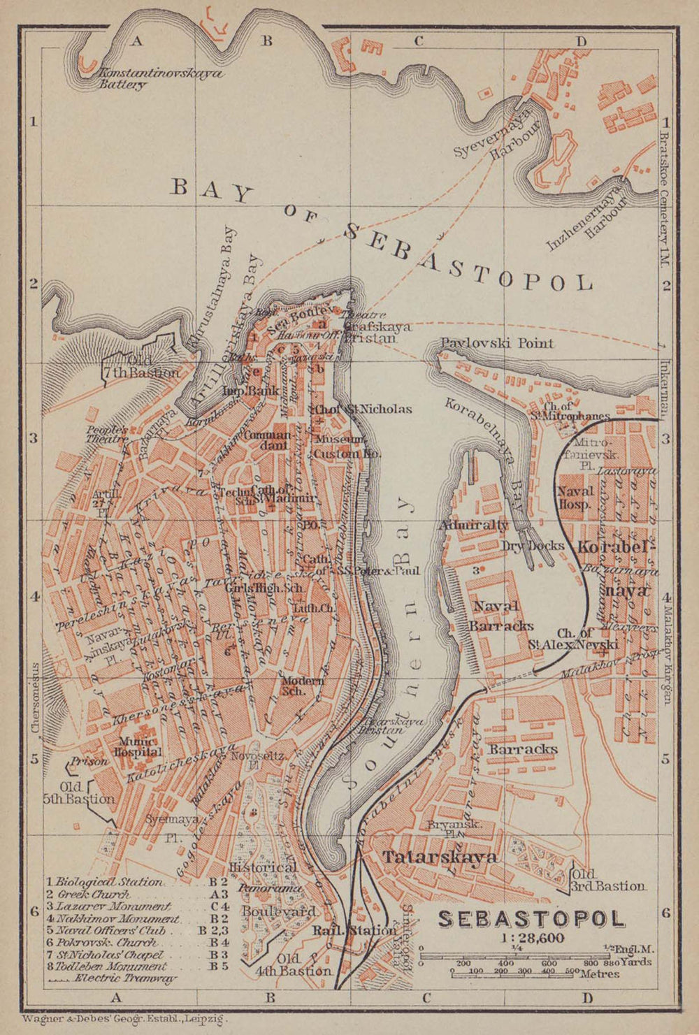 Sevastopol/Sebastopol town/city plan. Ukraine. Ssewastopol. BAEDEKER 1914 map